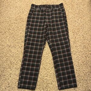 American Eagle Outfitters Women's Plaid Straight Leg Pants - Black, Green